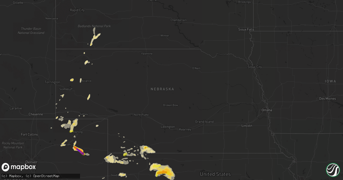 Hail map in Nebraska on September 3, 2016