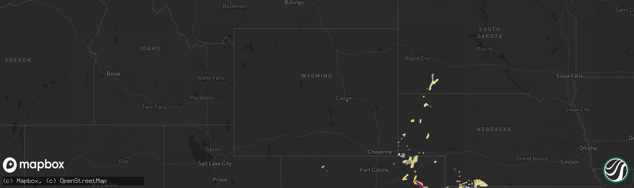 Hail map in Wyoming on September 3, 2016