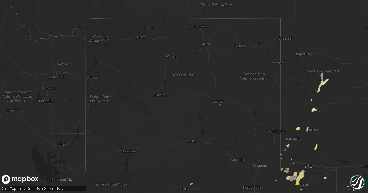 Hail map in Wyoming on September 3, 2016