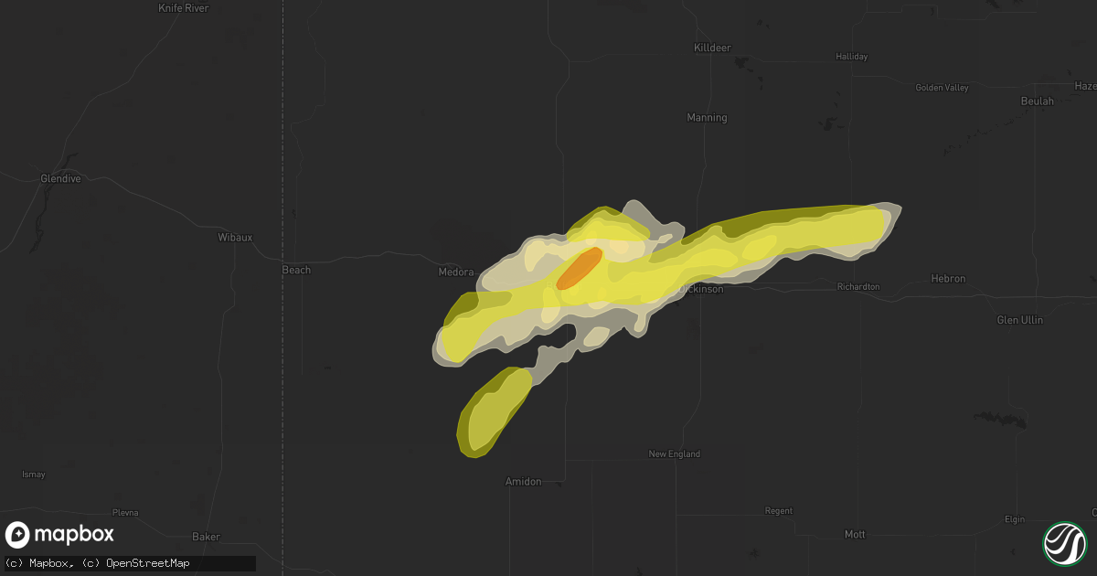 Hail map in Belfield, ND on September 3, 2018