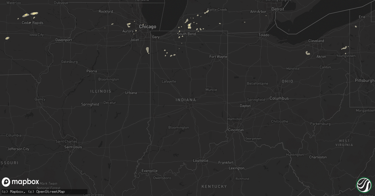 Hail map in Indiana on September 3, 2018