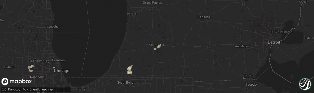 Hail map in Kalamazoo, MI on September 3, 2018