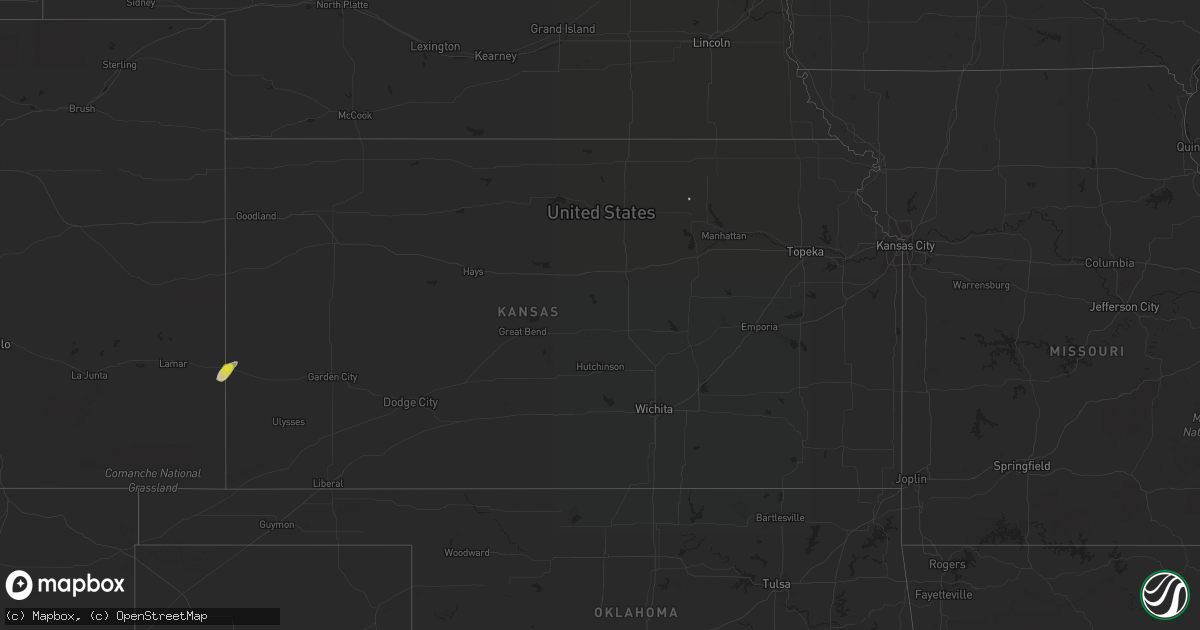 Hail map in Kansas on September 3, 2018