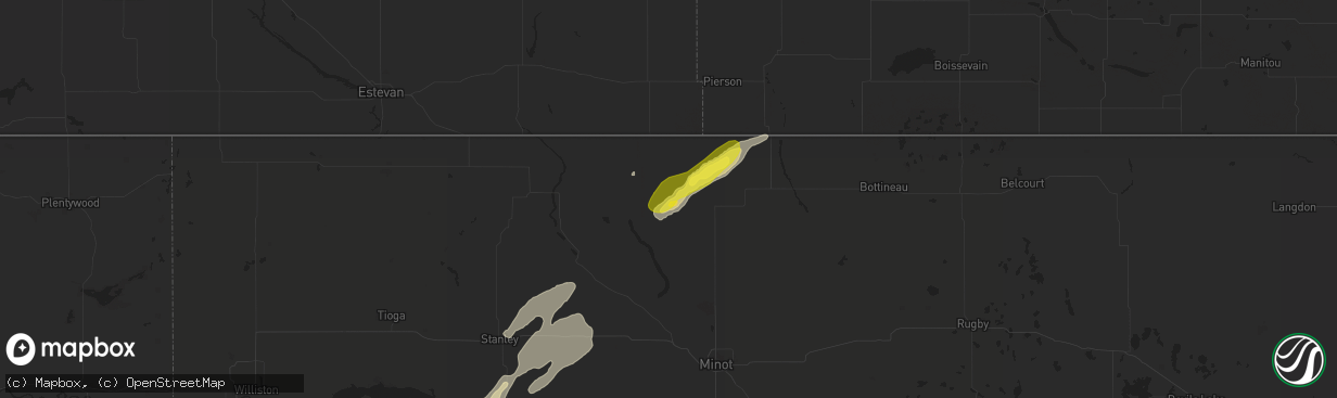 Hail map in Mohall, ND on September 3, 2018