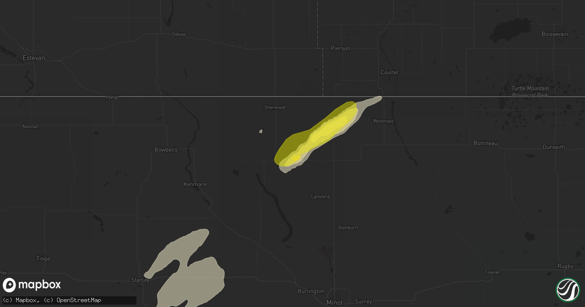 Hail map in Mohall, ND on September 3, 2018