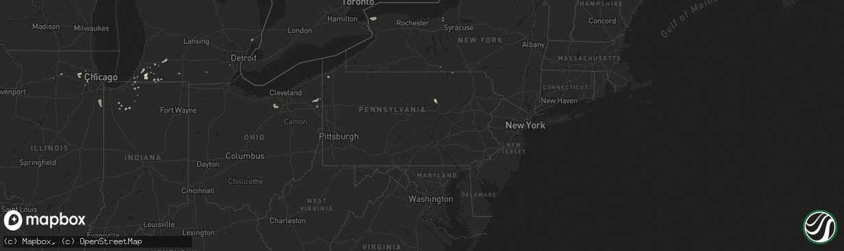 Hail map in Pennsylvania on September 3, 2018