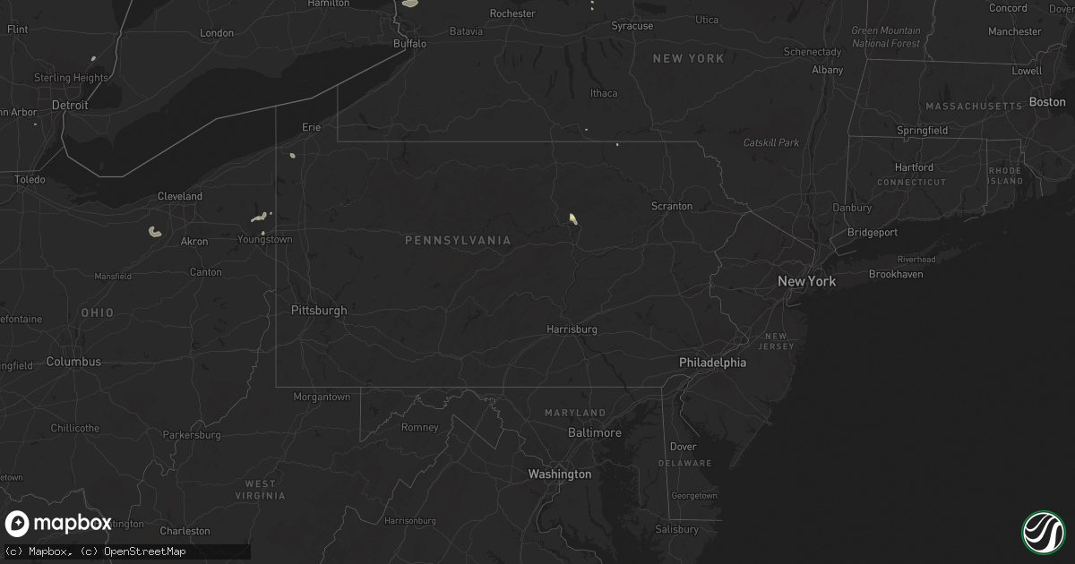 Hail map in Pennsylvania on September 3, 2018