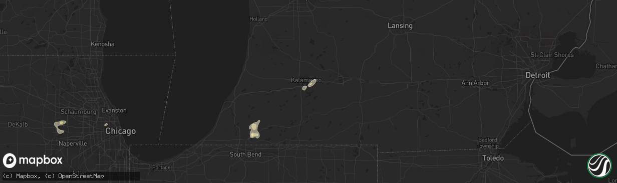 Hail map in Portage, MI on September 3, 2018