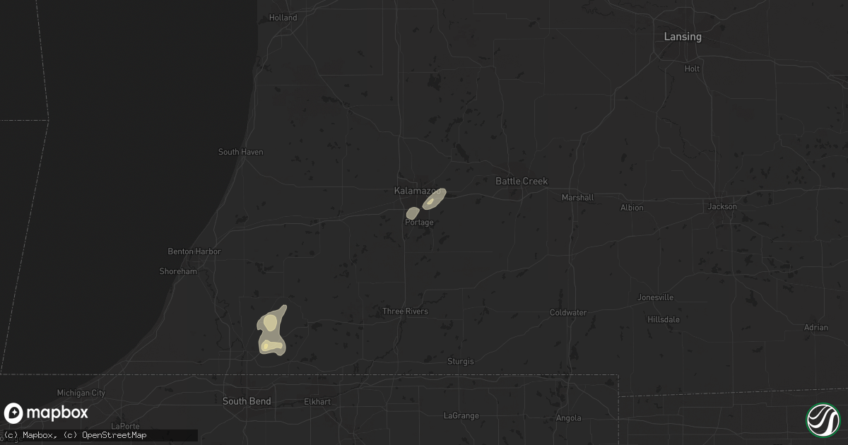 Hail map in Portage, MI on September 3, 2018
