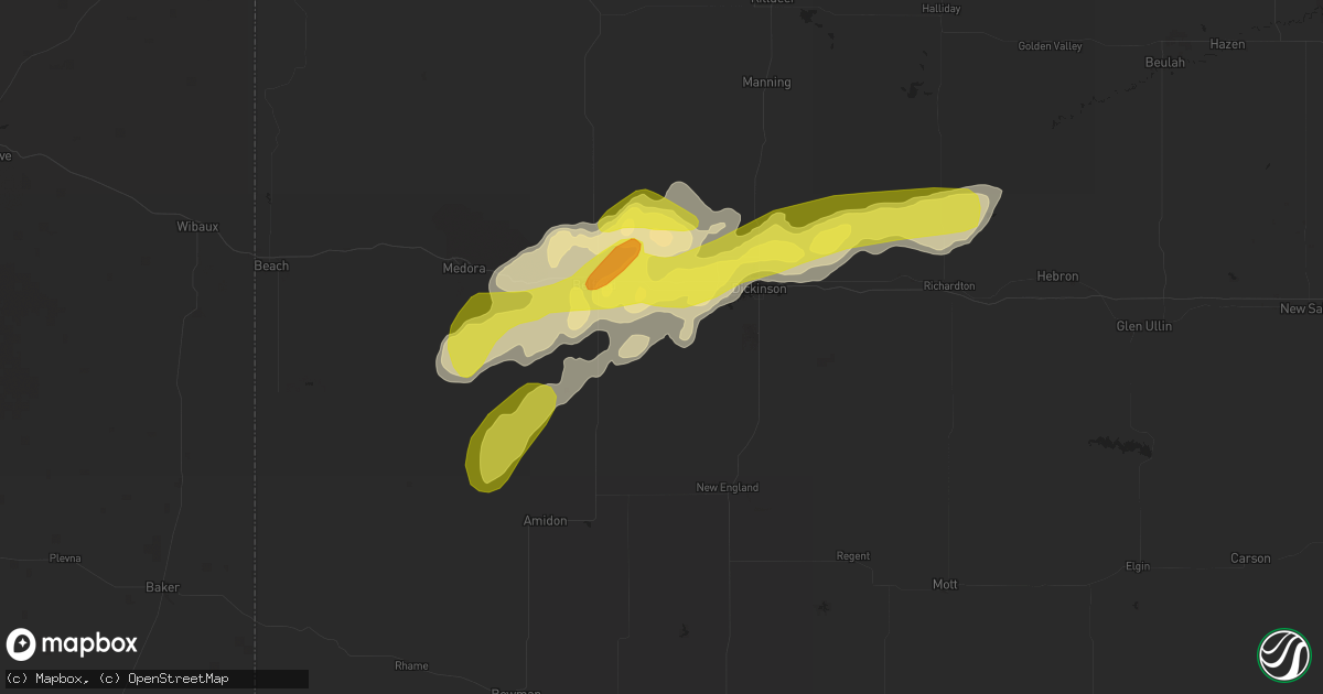 Hail map in South Heart, ND on September 3, 2018