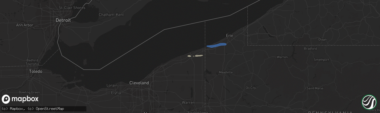 Hail map in Ashtabula, OH on September 3, 2019