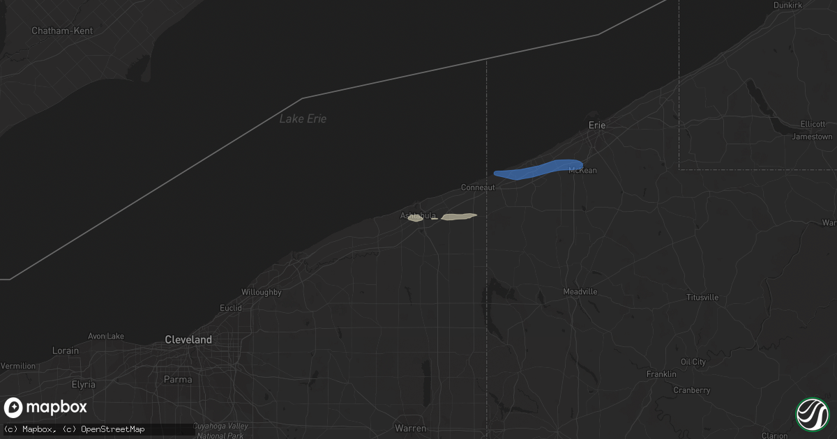 Hail map in Ashtabula, OH on September 3, 2019