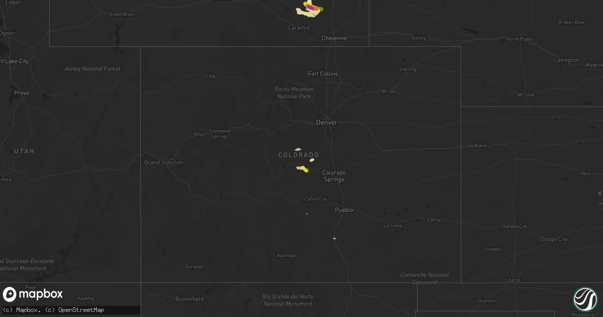 Hail map in Colorado on September 3, 2019