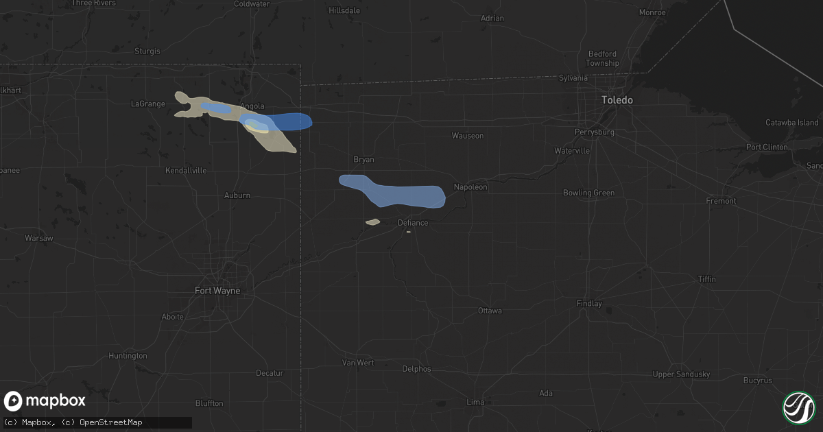 Hail map in Defiance, OH on September 3, 2019