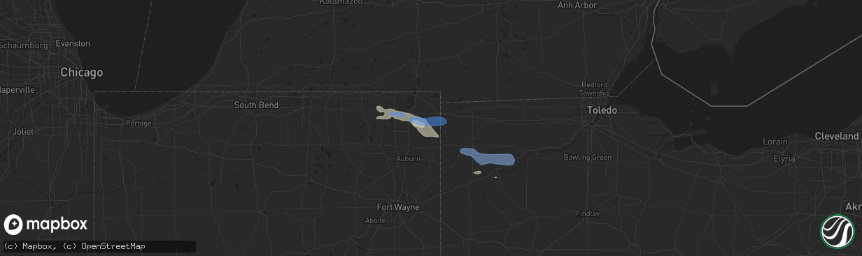 Hail map in Hamilton, IN on September 3, 2019