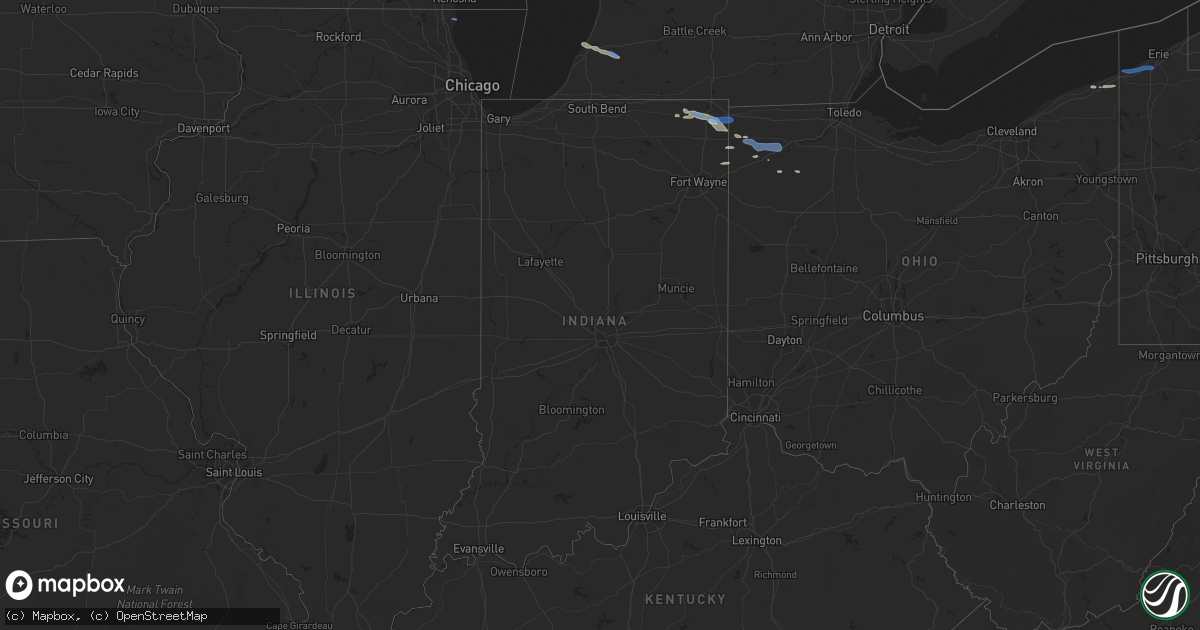 Hail map in Indiana on September 3, 2019