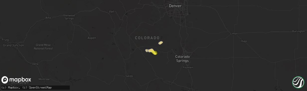 Hail map in Lake George, CO on September 3, 2019