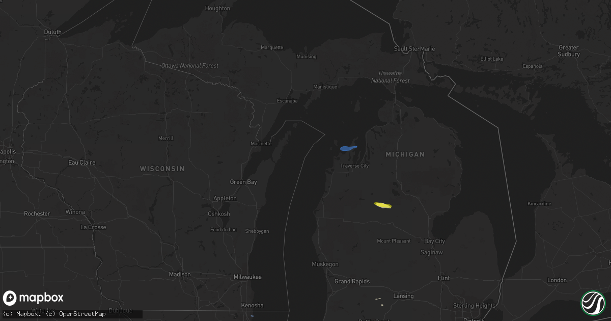Hail map in Michigan on September 3, 2019