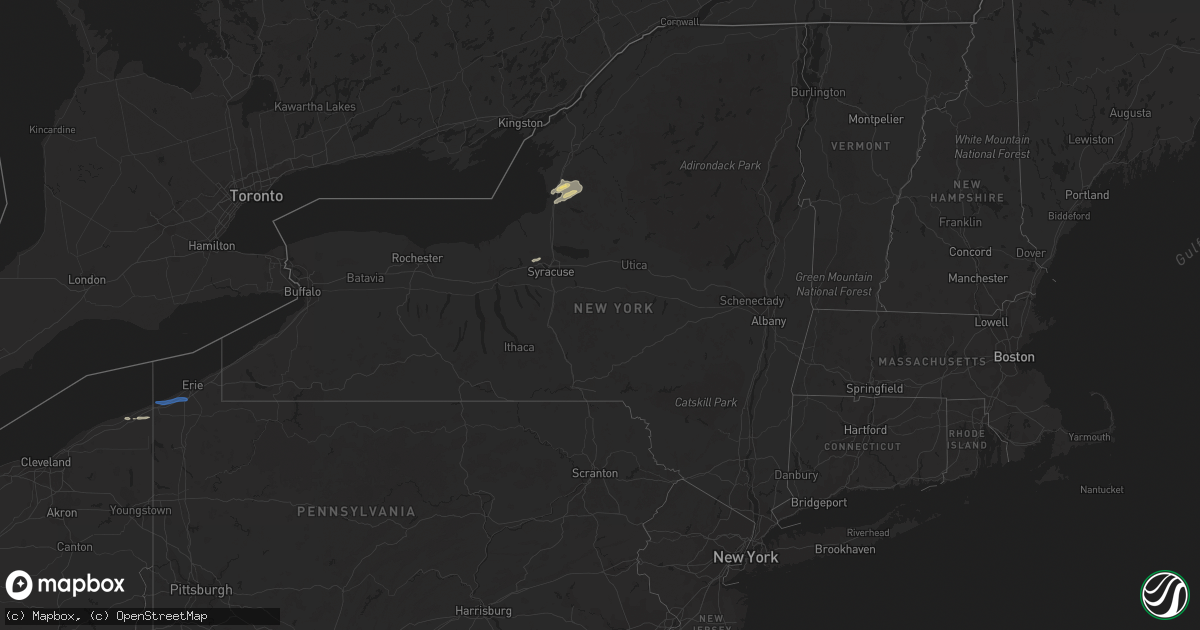 Hail map in New York on September 3, 2019