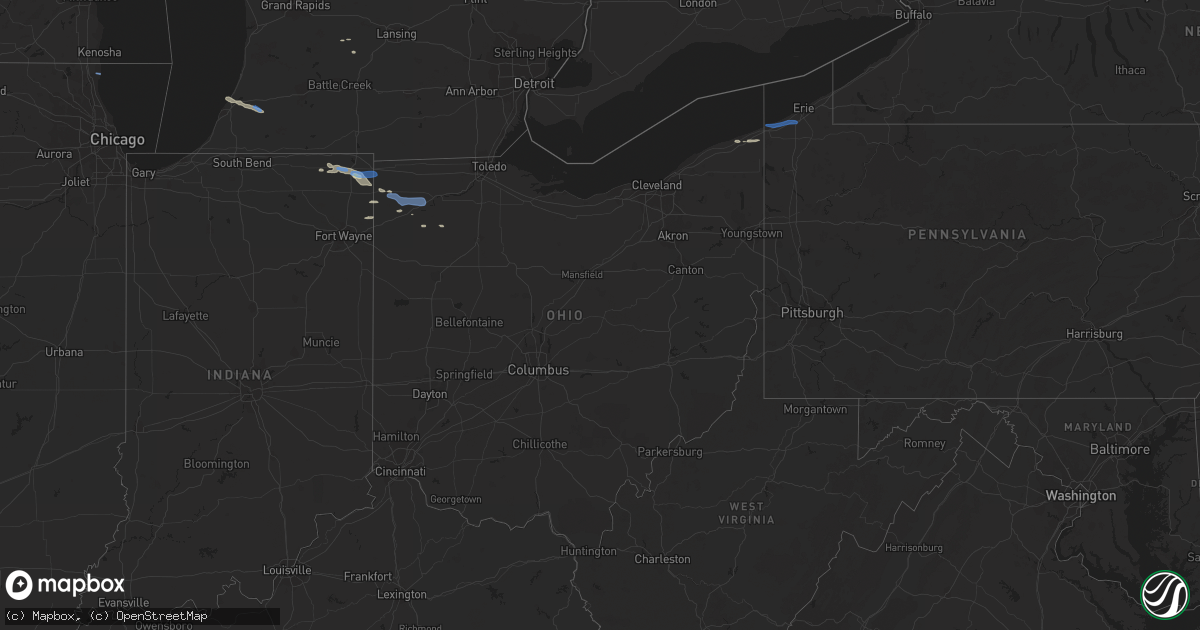 Hail map in Ohio on September 3, 2019