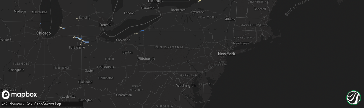 Hail map in Pennsylvania on September 3, 2019