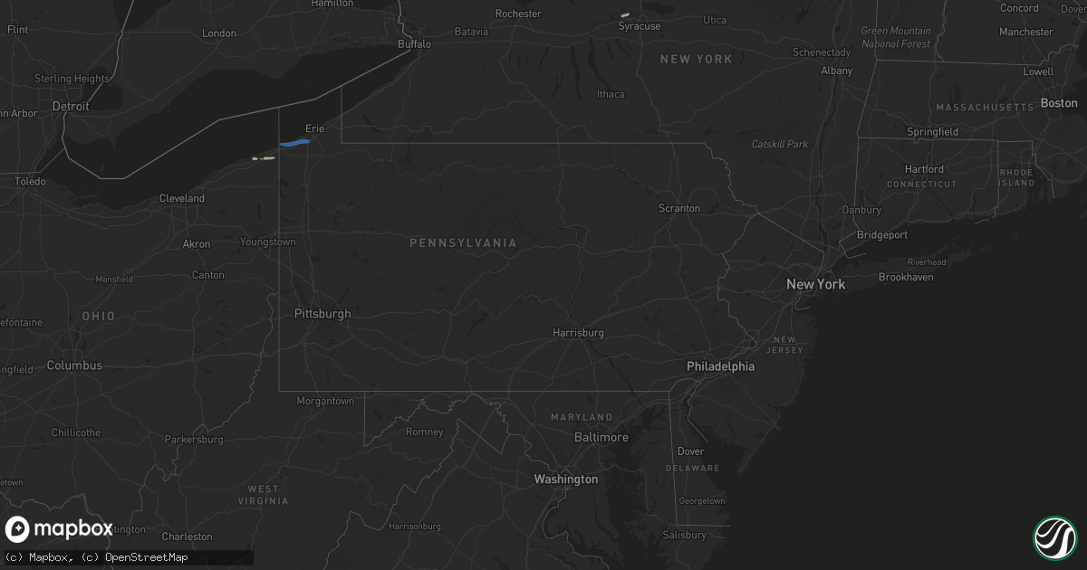 Hail map in Pennsylvania on September 3, 2019