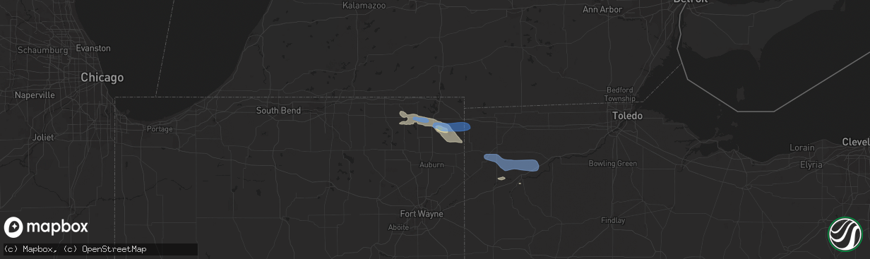 Hail map in Pleasant Lake, IN on September 3, 2019