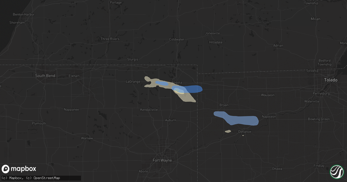Hail map in Pleasant Lake, IN on September 3, 2019