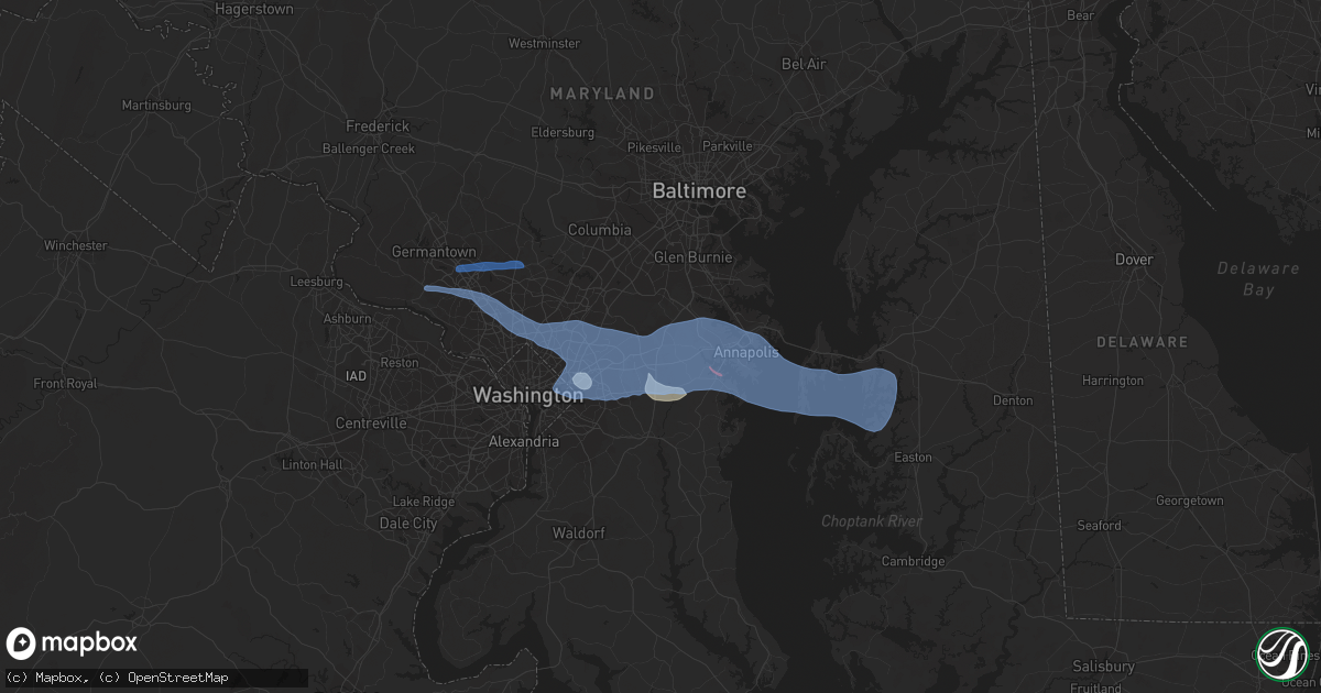 Hail map in College Park, MD on September 3, 2020