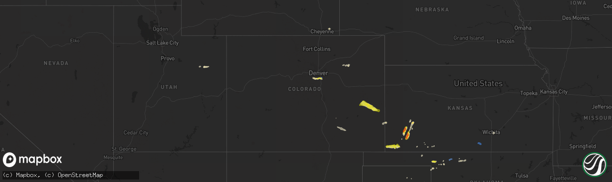 Hail map in Colorado on September 3, 2021