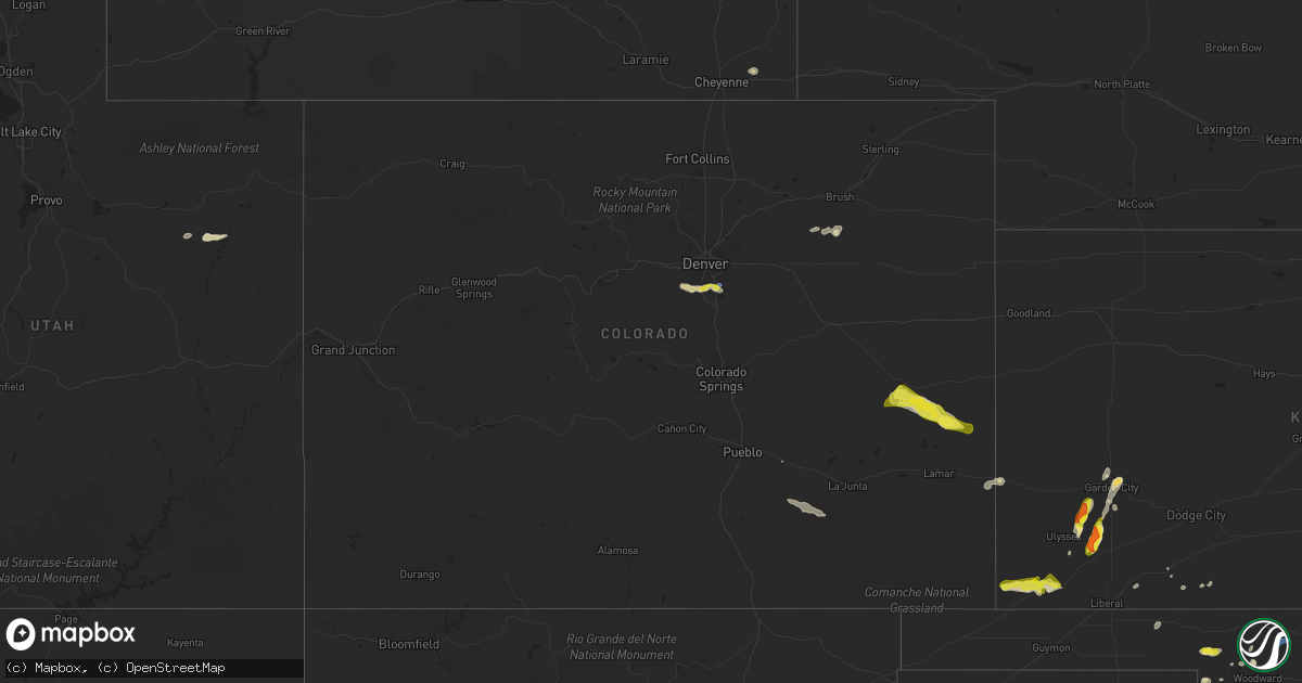 Hail map in Colorado on September 3, 2021