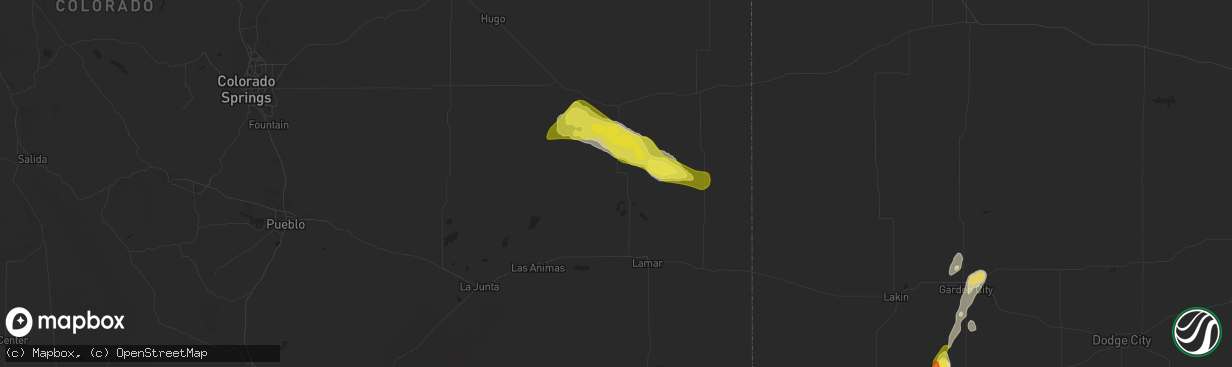 Hail map in Eads, CO on September 3, 2021