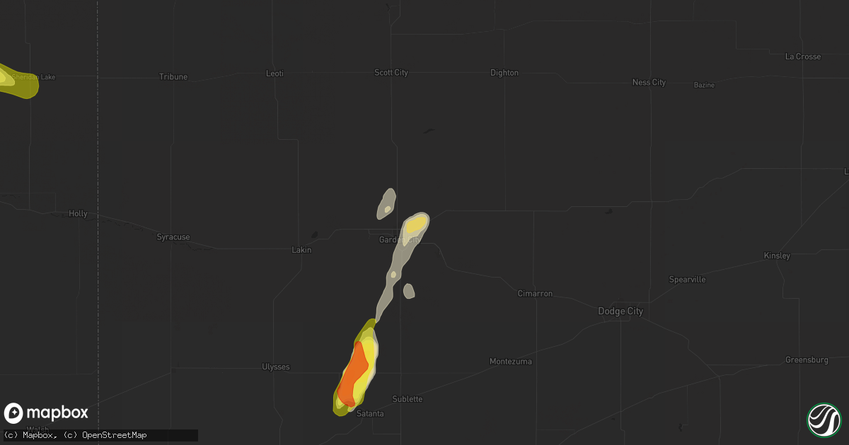Hail map in Garden City, KS on September 3, 2021