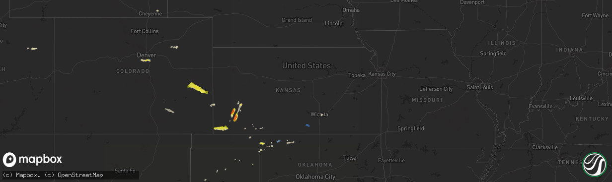 Hail map in Kansas on September 3, 2021