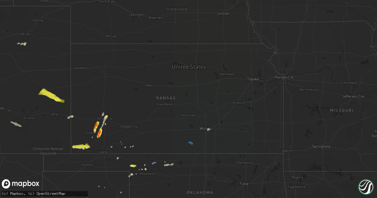 Hail map in Kansas on September 3, 2021