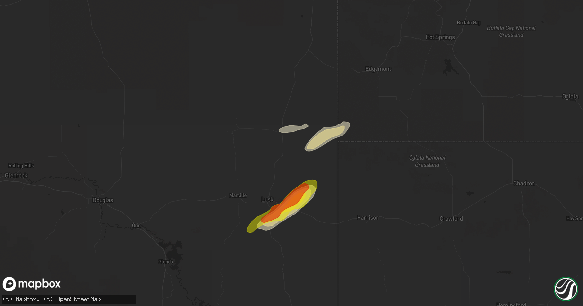 Hail map in Lusk, WY on September 3, 2021