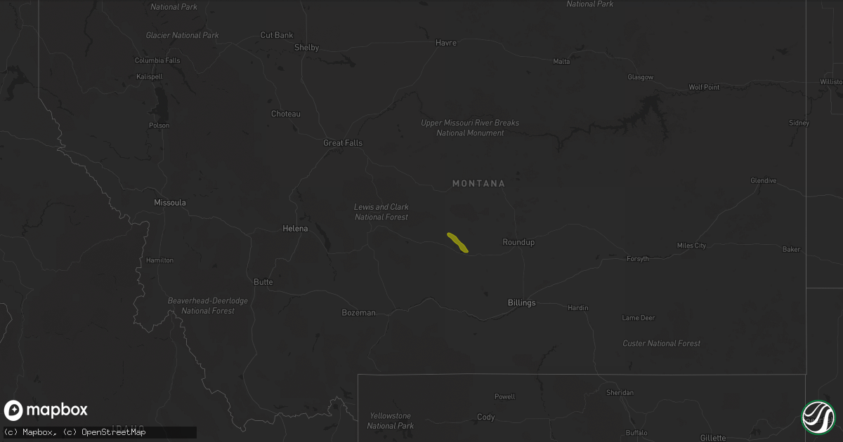 Hail map in Montana on September 3, 2021