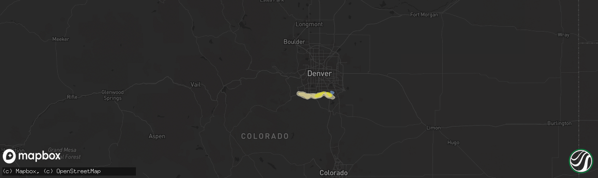 Hail map in Morrison, CO on September 3, 2021