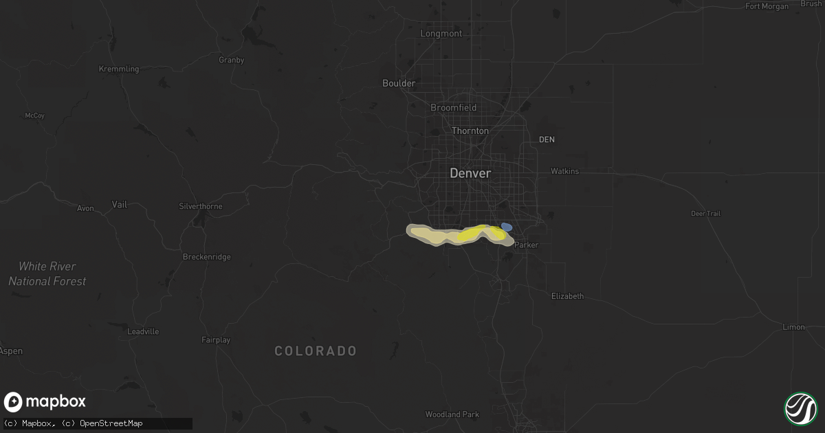 Hail map in Morrison, CO on September 3, 2021