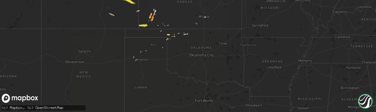 Hail map in Oklahoma on September 3, 2021