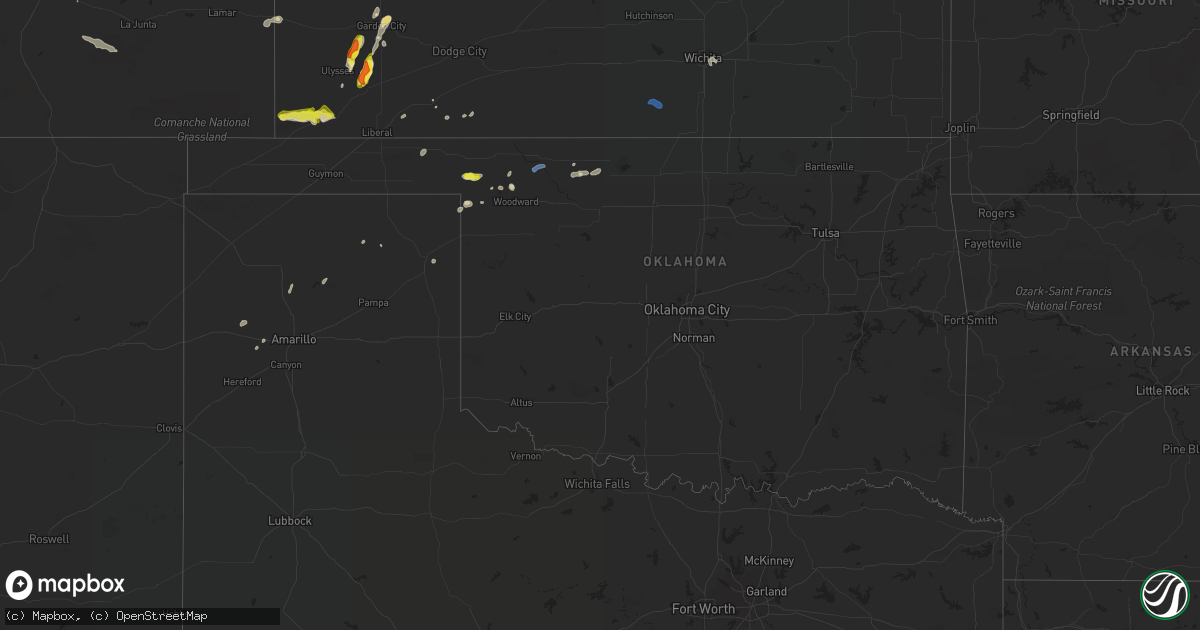 Hail map in Oklahoma on September 3, 2021