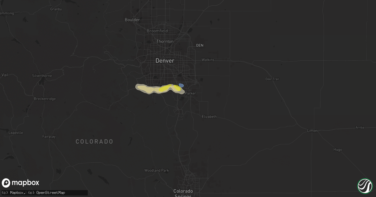 Hail map in Parker, CO on September 3, 2021