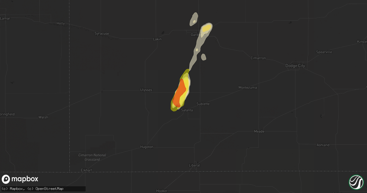 Hail map in Satanta, KS on September 3, 2021