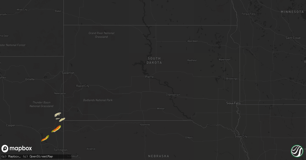 Hail map in South Dakota on September 3, 2021