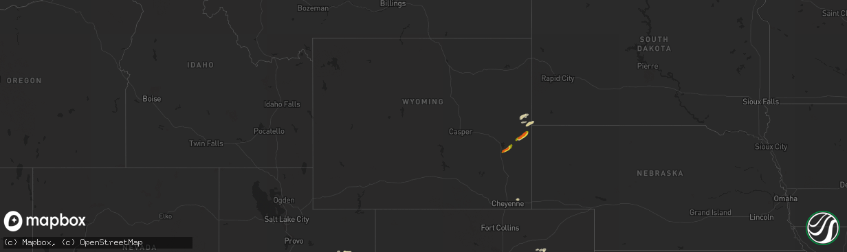 Hail map in Wyoming on September 3, 2021