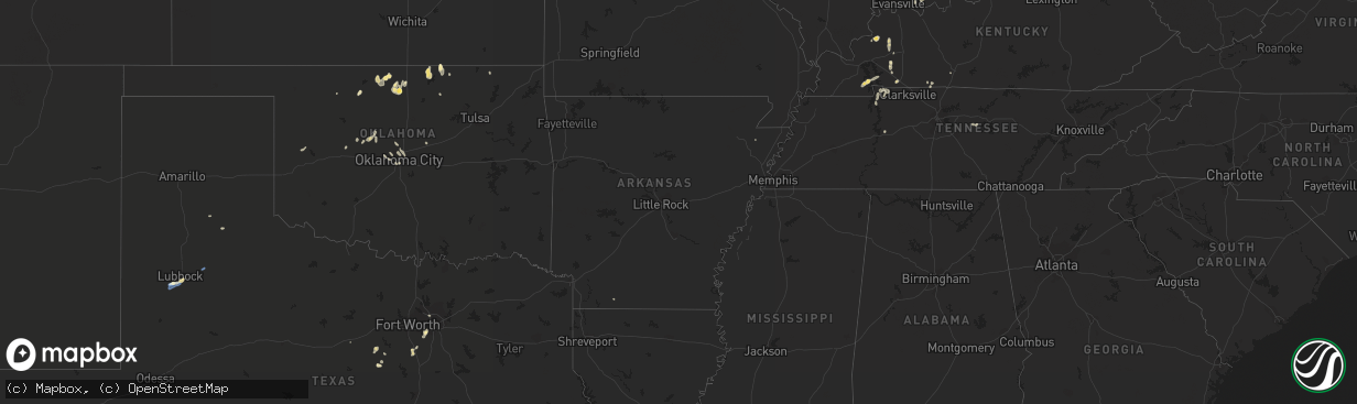 Hail map in Arkansas on September 3, 2022