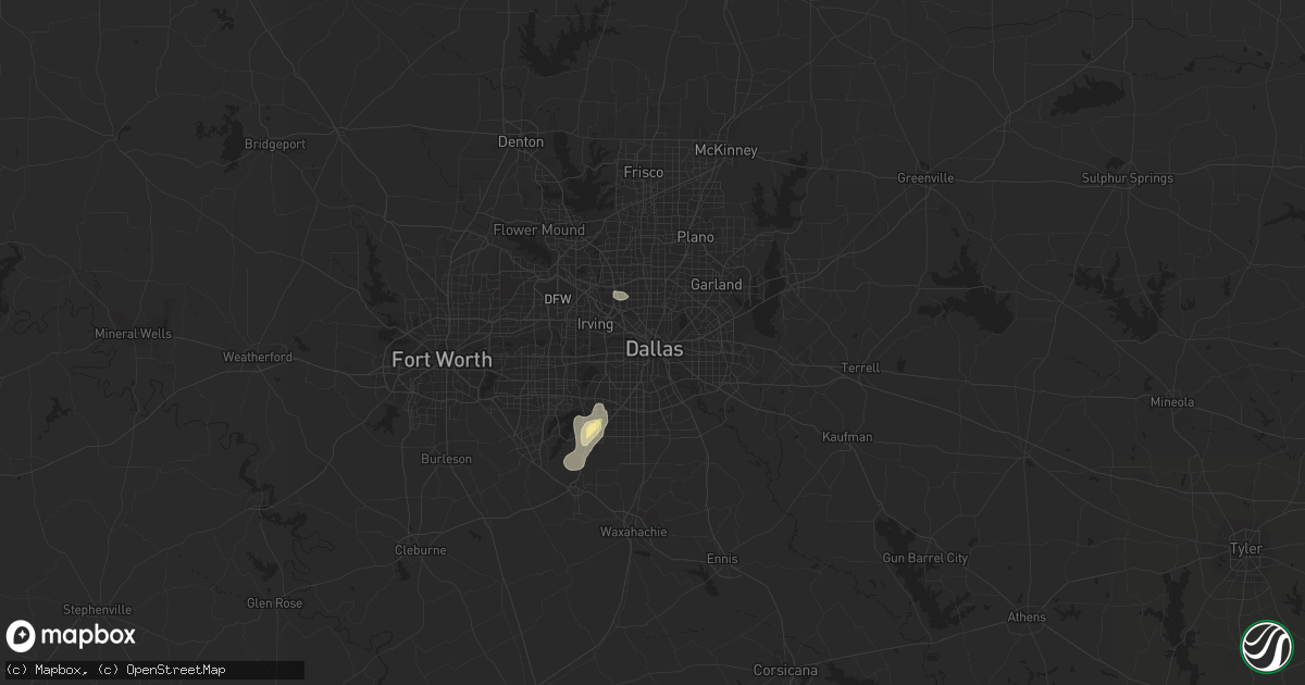 Hail map in Dallas, TX on September 3, 2022