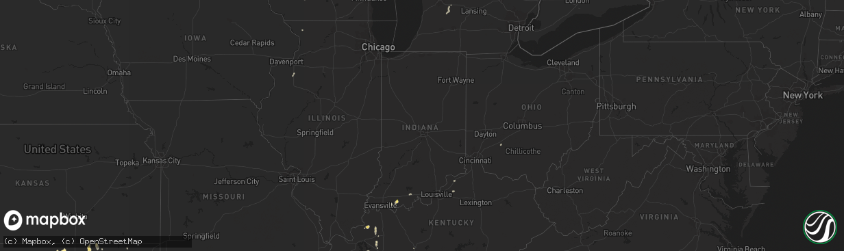 Hail map in Indiana on September 3, 2022