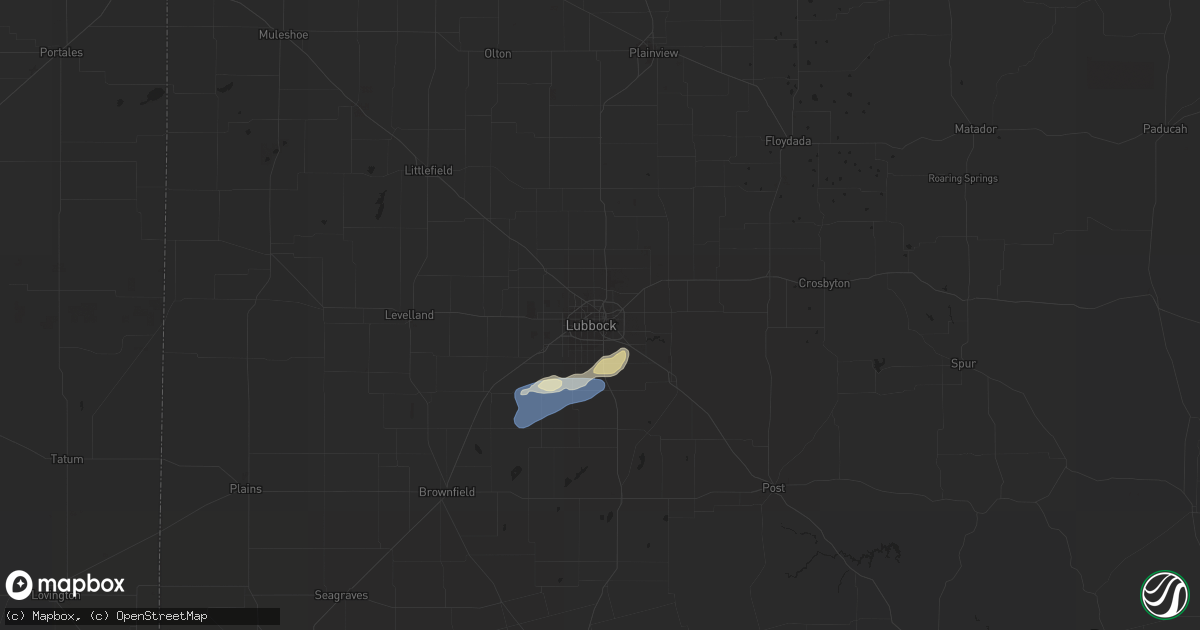 Hail map in Lubbock, TX on September 3, 2022