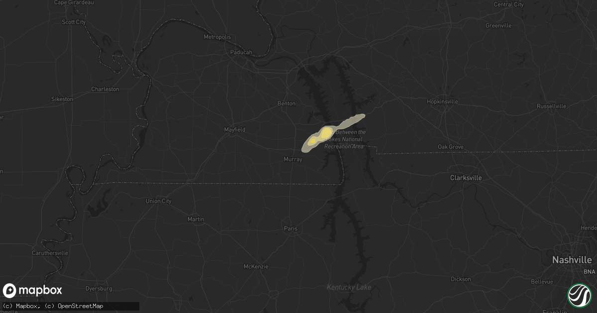 Hail map in Murray, KY on September 3, 2022